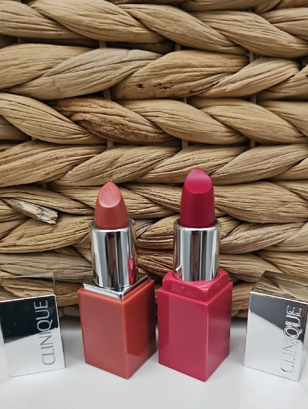 Clinique Longwear Lip Color Duo — Brick Red & Rose Pink